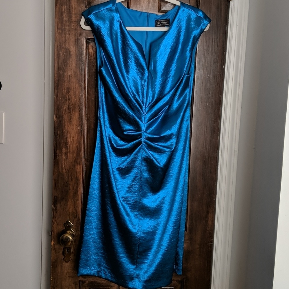 Collection Dressbarn Teal V-Neck Dress Size 12